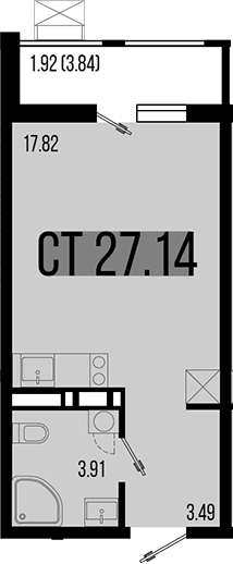 Планировка — Цветной бульвар, Студия, 25 м²