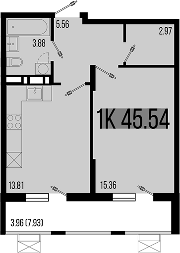 Планировка — Цветной бульвар, 1-комн., 42 м²