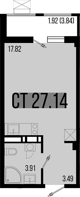 Планировка — Цветной бульвар, Студия, 25 м²