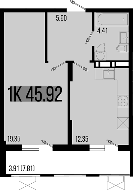 Планировка — Цветной бульвар, 1-комн., 42 м²