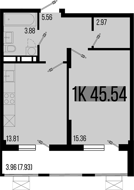 Планировка — Цветной бульвар, 1-комн., 42 м²