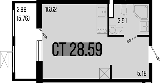 Планировка — Цветной бульвар, Студия, 26 м²