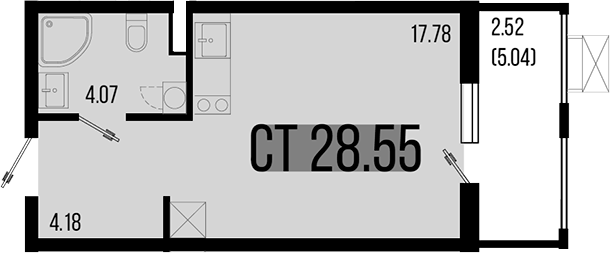Планировка — Цветной бульвар, Студия, 26 м²