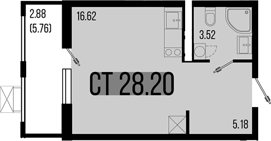 Планировка — Цветной бульвар, Студия, 25 м²