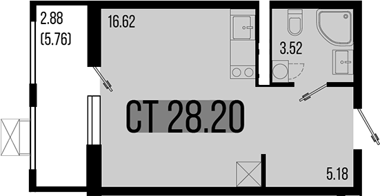Планировка — Цветной бульвар, Студия, 25 м²