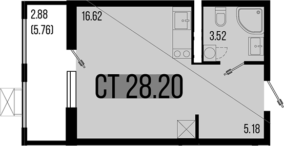 Планировка — Цветной бульвар, Студия, 25 м²