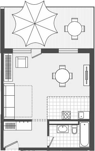 Планировка — Парк Утриш, 1-комн., 40 м²