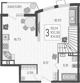 Планировка — Режиссер, 4-комн., 102 м²