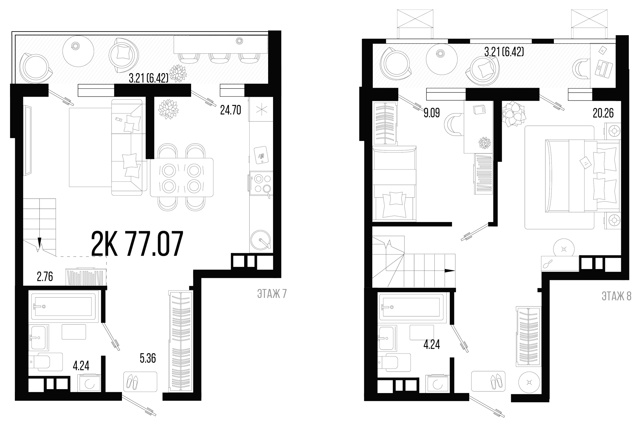 Планировка — Цветной бульвар, 3-комн., 71 м²