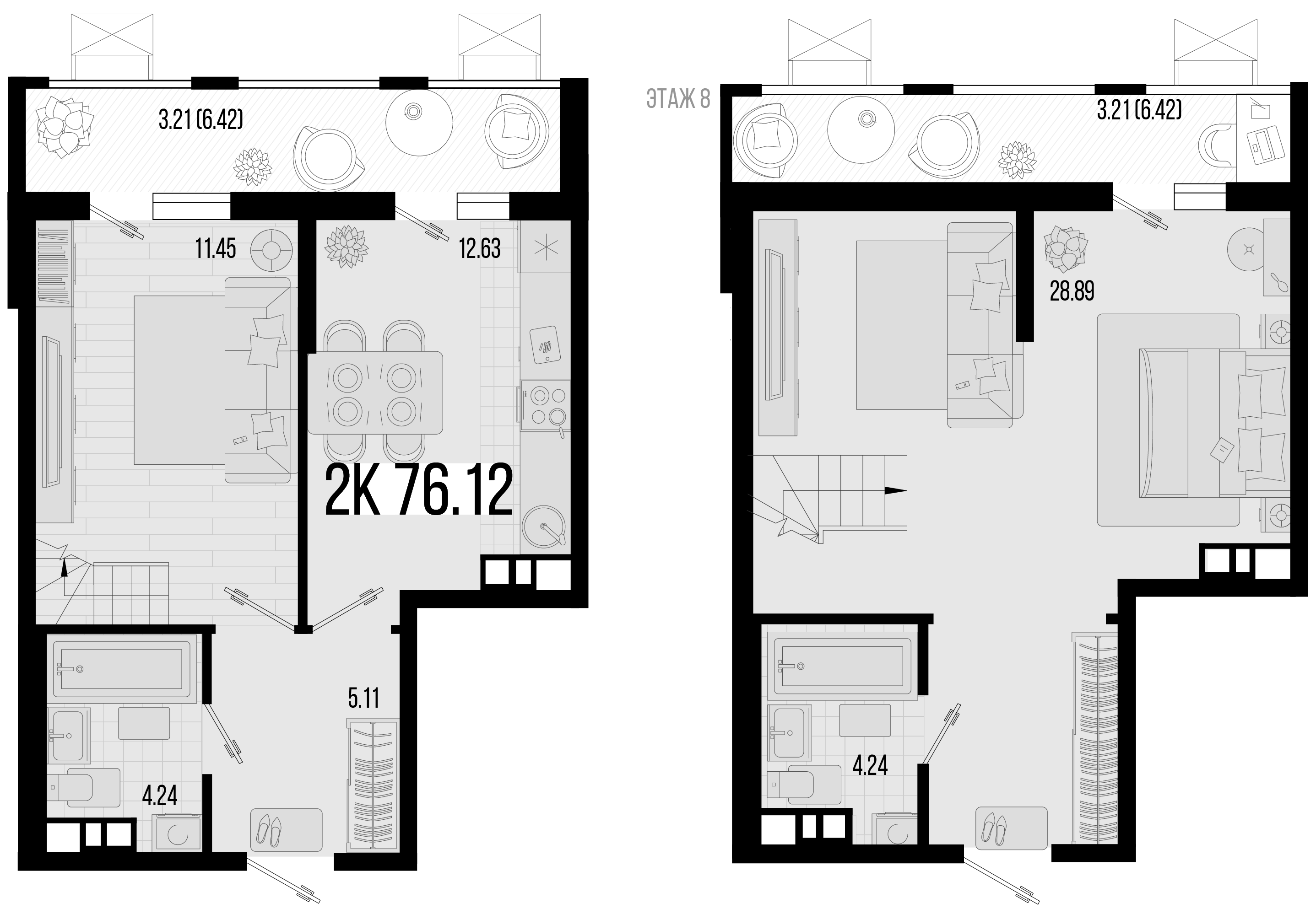 Планировка — Цветной бульвар, 2-комн., 70 м²