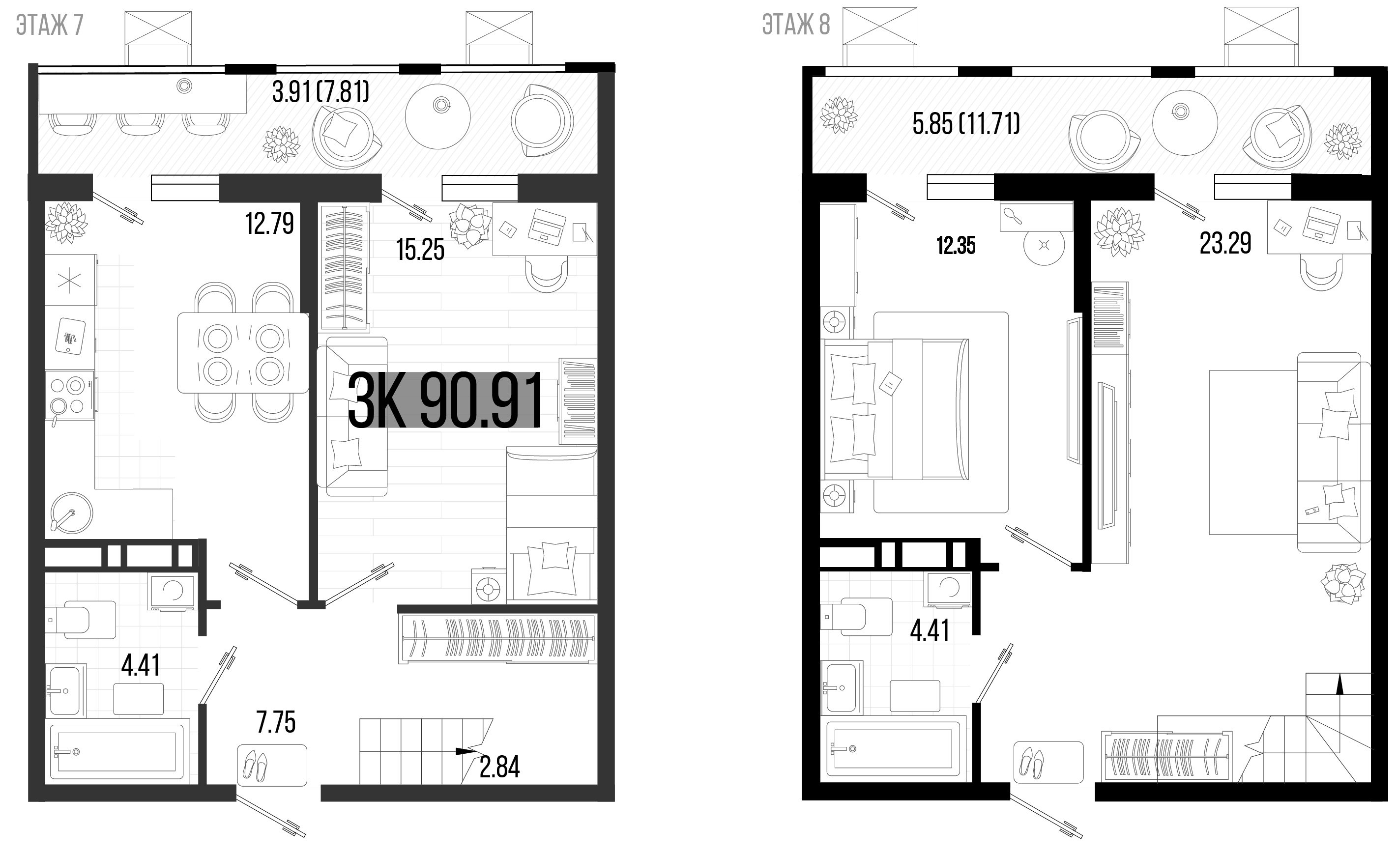 Планировка — Цветной бульвар, 3-комн., 81 м²