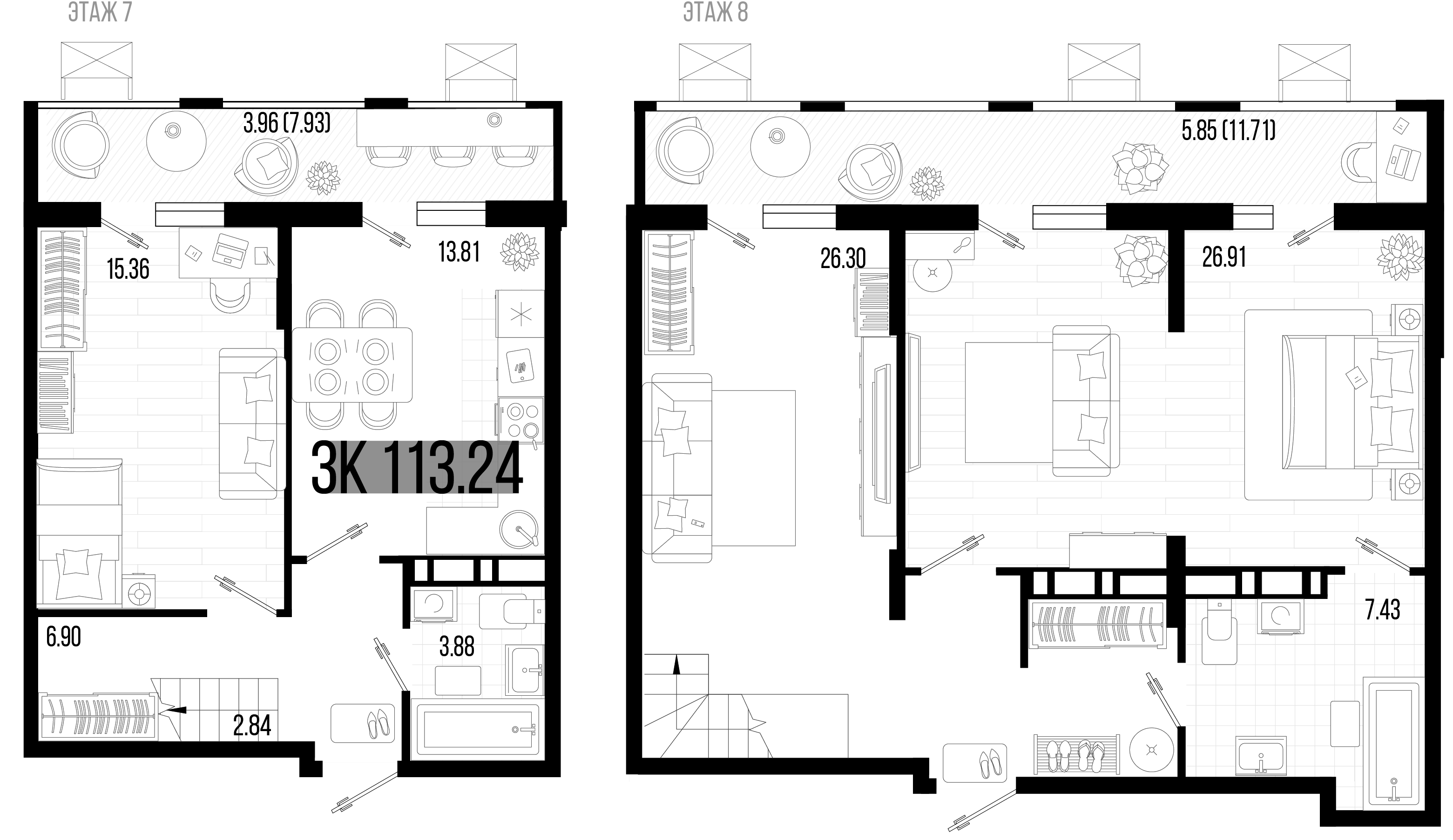 Планировка — Цветной бульвар, 3-комн., 103 м²