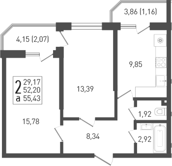 Планировка — Огурцы, 2-комн., 54 м²