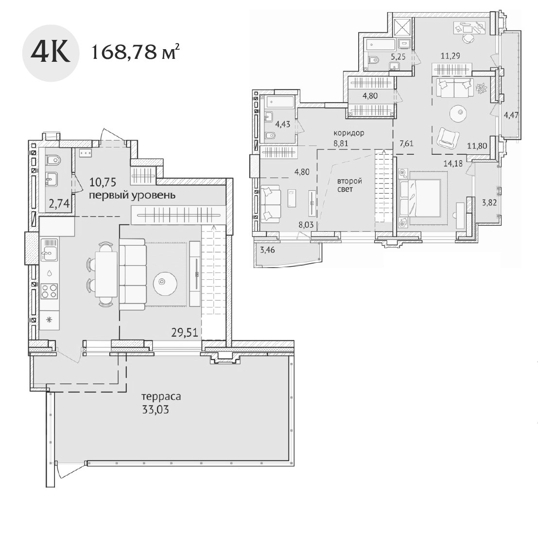 Планировка — Заельцовский New, 4-комн., 124 м²