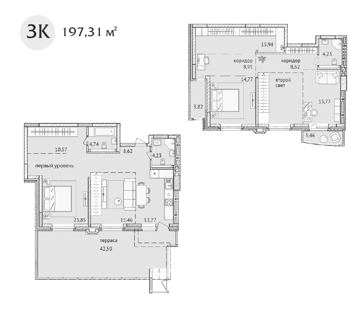 Планировка — Заельцовский New, 4-комн., 148 м²