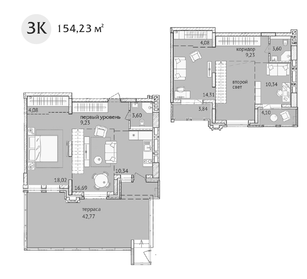 Планировка — Заельцовский New, 3-комн., 104 м²