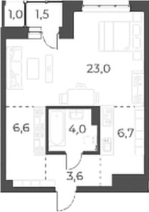 Планировка — Нормандия-Неман, Студия, 44 м²