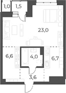 Планировка — Нормандия-Неман, Студия, 44 м²