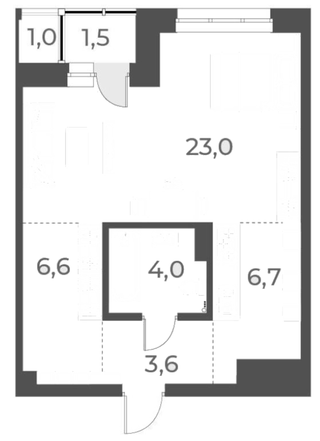 Планировка — Нормандия-Неман, Студия, 44 м²