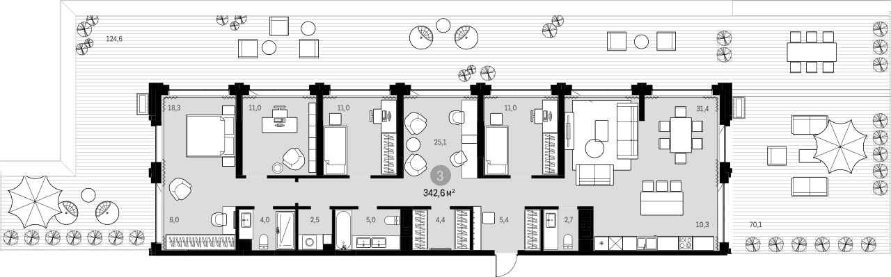 Планировка — Мылзавод, 5-комн., 142 м²