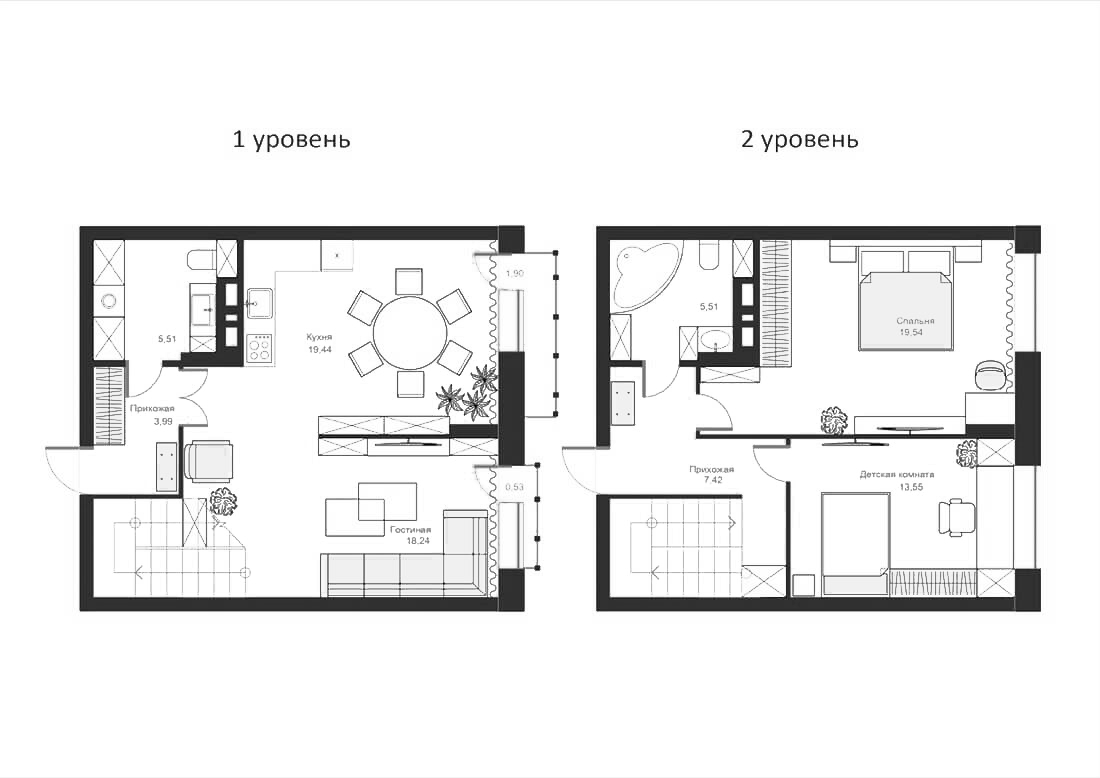 Планировка — Марсель-2, 2-комн., 93 м²