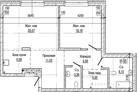 Планировка — Flora&Fauna, 2-комн., 83 м²