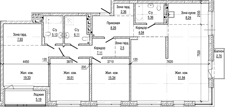 Планировка — Flora&Fauna, 4-комн., 160 м²