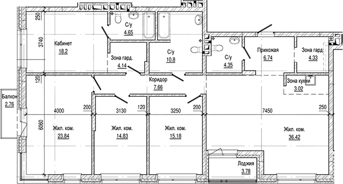 Планировка — Flora&Fauna, 5-комн., 154 м²