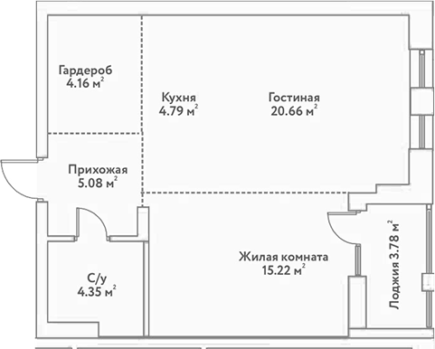 Планировка — Flora&Fauna, 2-комн., 54 м²