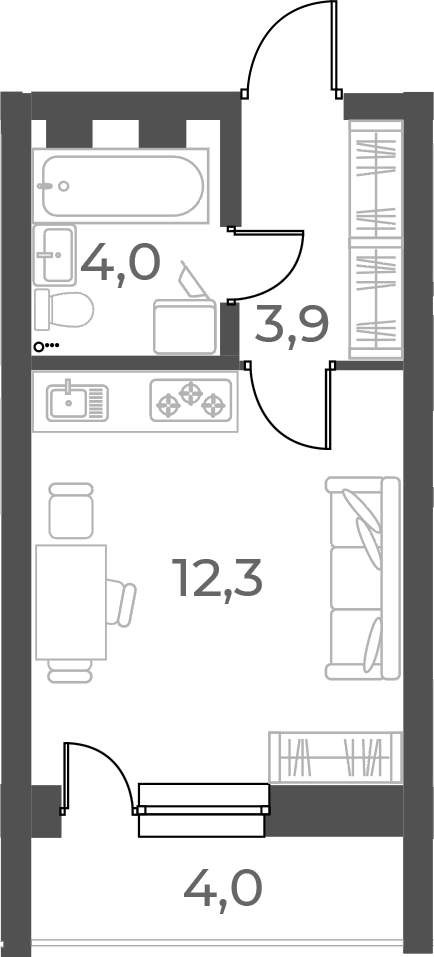 Планировка — Нормандия-Неман, Студия, 23 м²