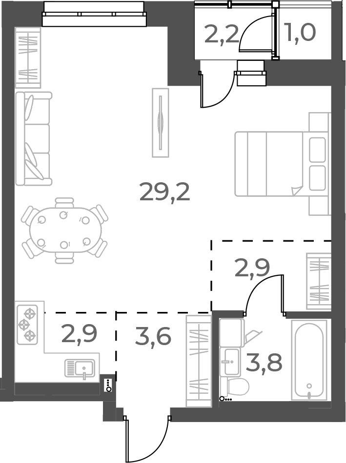 Планировка — Нормандия-Неман, Студия, 42 м²