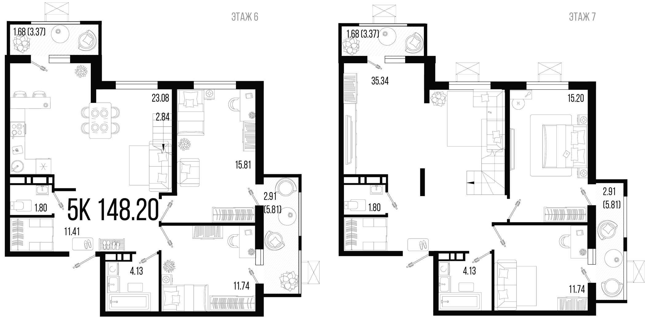 Планировка — Цветной бульвар, 5-комн., 139 м²