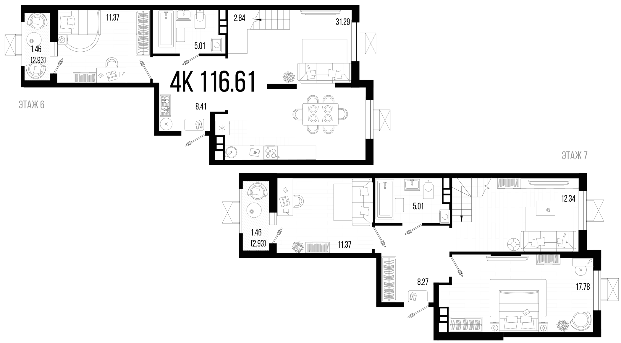 Планировка — Цветной бульвар, 5-комн., 114 м²