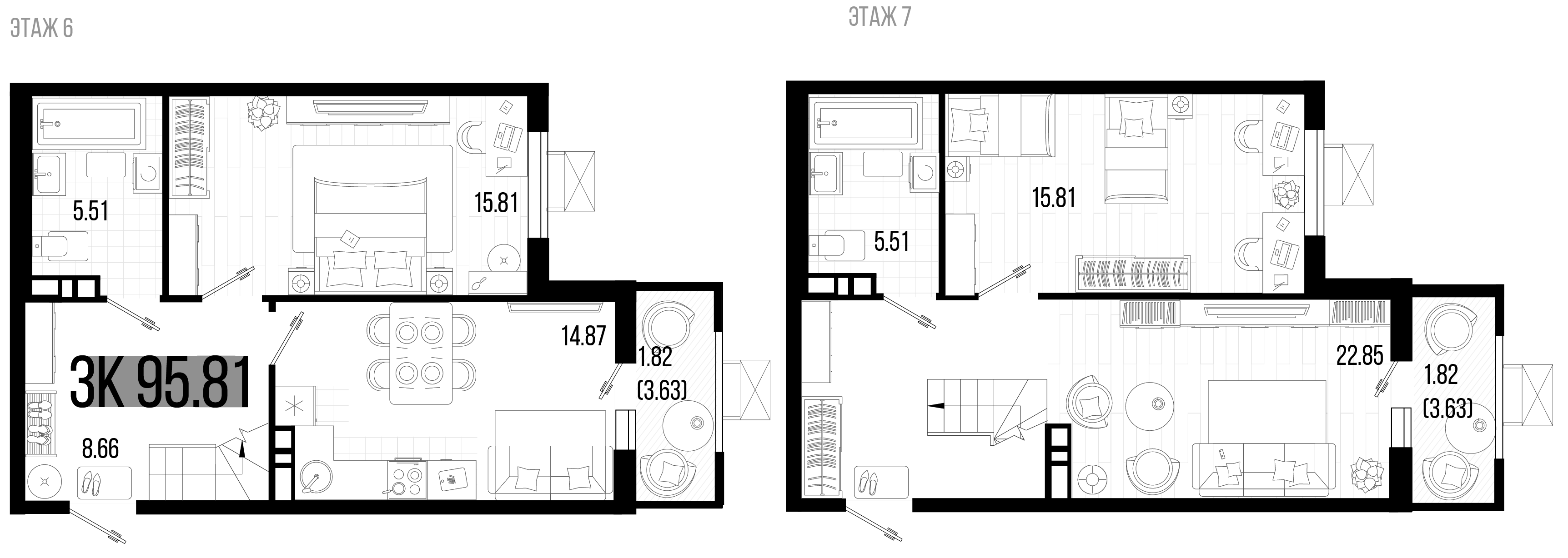Планировка — Цветной бульвар, 3-комн., 92 м²