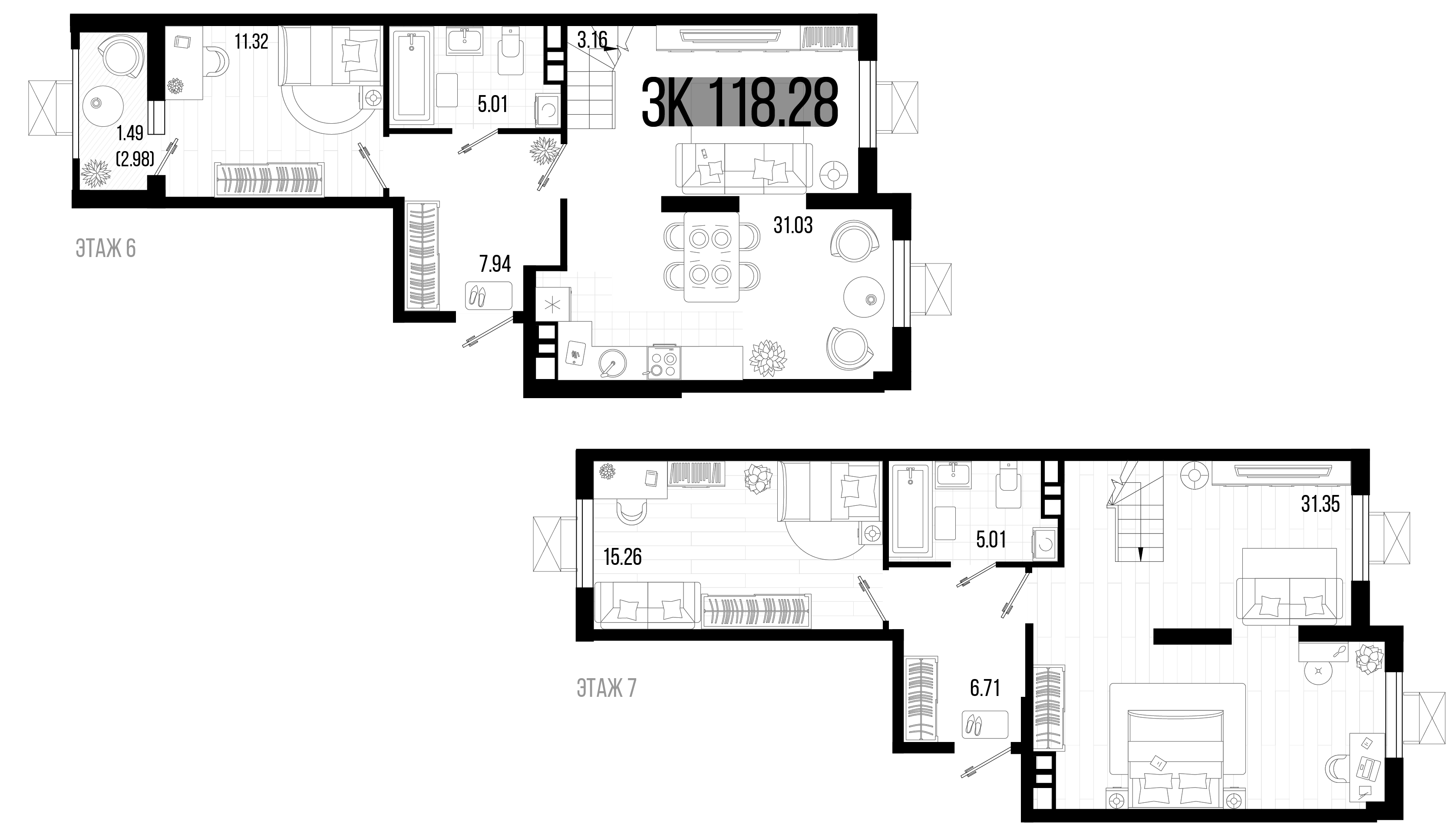 Планировка — Цветной бульвар, 4-комн., 117 м²