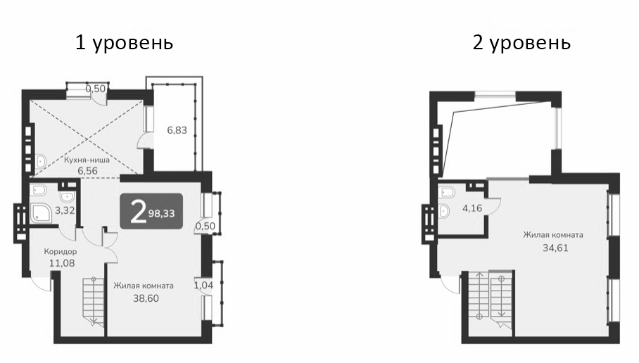 Планировка — Марсель-2, 2-комн., 98 м²