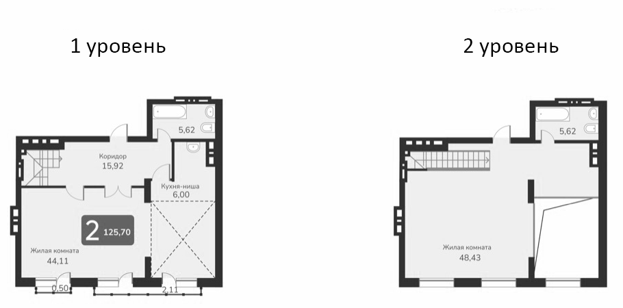 Планировка — Марсель-2, 2-комн., 126 м²