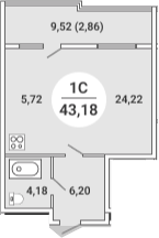 Планировка — Сергиев Пассаж, Студия, 40 м²