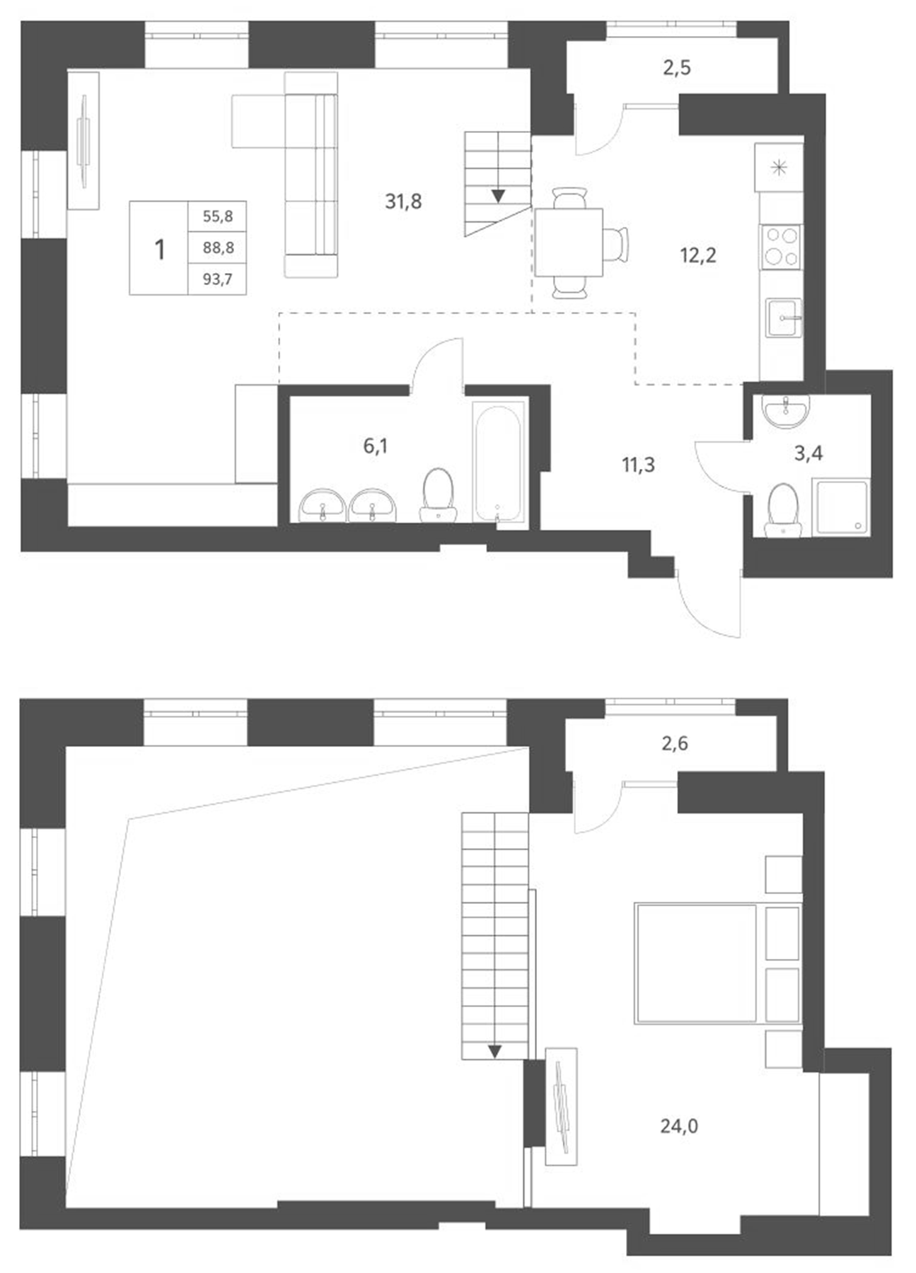 Планировка — Новаторы, Студия, 89 м²