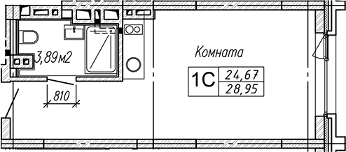 Планировка — Апарт-отель Гагарин Сити, Студия, 28 м²