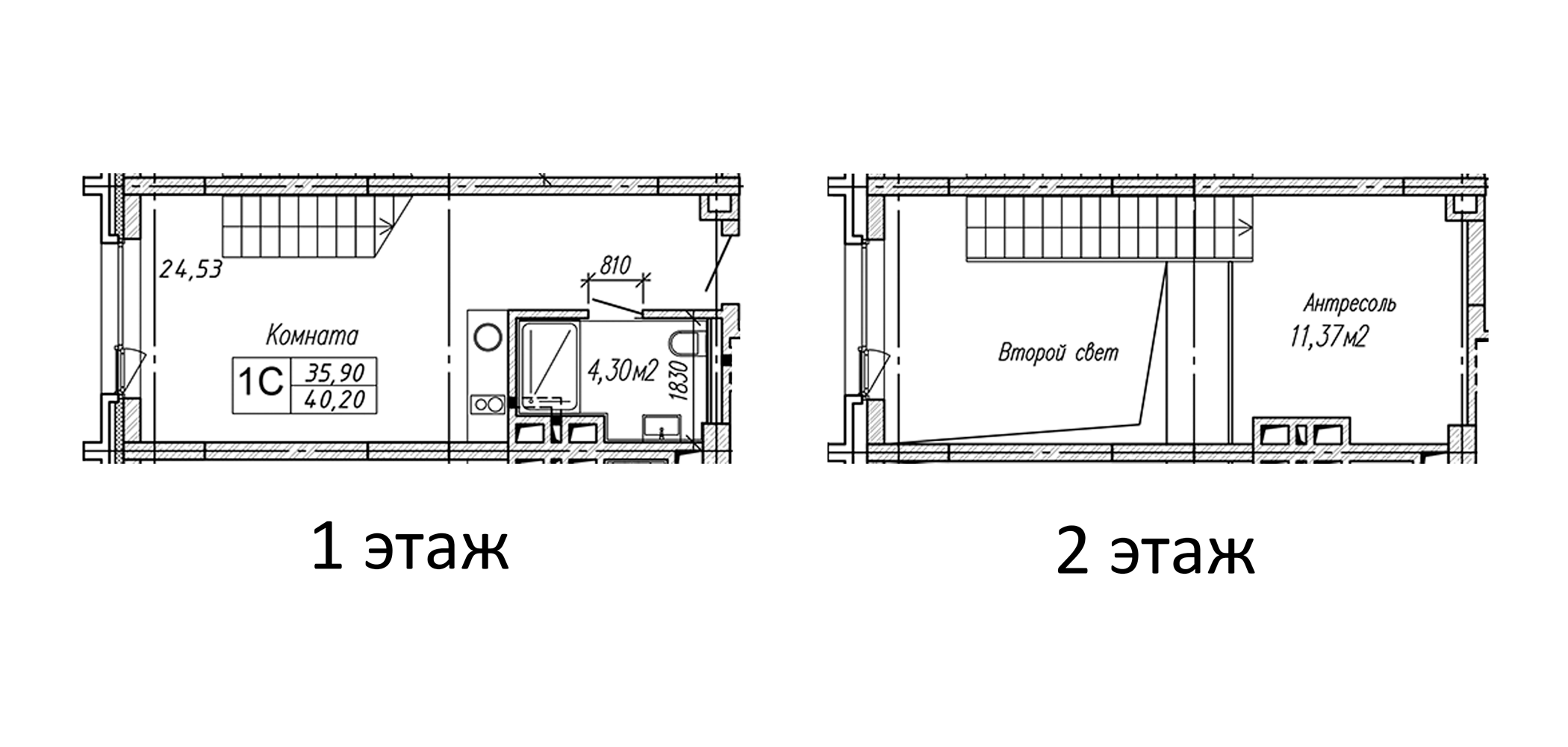 Планировка — Апарт-отель Гагарин Сити, Студия, 40 м²