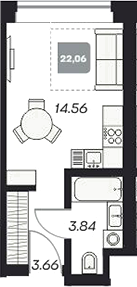 Планировка — Аэрон, Студия, 22 м²