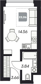 Планировка — Аэрон, Студия, 22 м²
