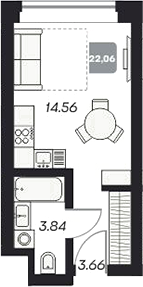 Планировка — Аэрон, Студия, 22 м²