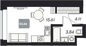 Планировка — Аэрон, Студия, 22 м²