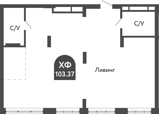 Планировка — Тихомиров, 1-комн., 103 м²