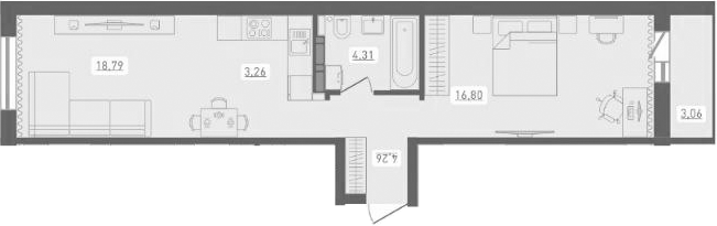 Планировка — Радуга Сибири, 2-комн., 47 м²