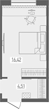 Планировка — Радуга Сибири, 2-комн., 42 м²