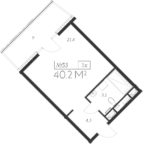 Планировка — Морелло, Студия, 31 м²