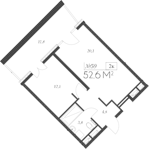 Планировка — Морелло, 2-комн., 41 м²